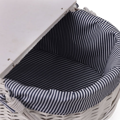 Picnic Basket w Cheese Board Lid White (45x33x21cmH)