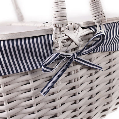 Picnic Basket w Cheese Board Lid White (45x33x21cmH)