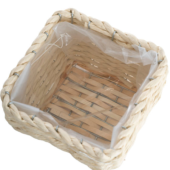 Seagrass Planter Squat Set of 2 Natural White (19x19x13cmH)