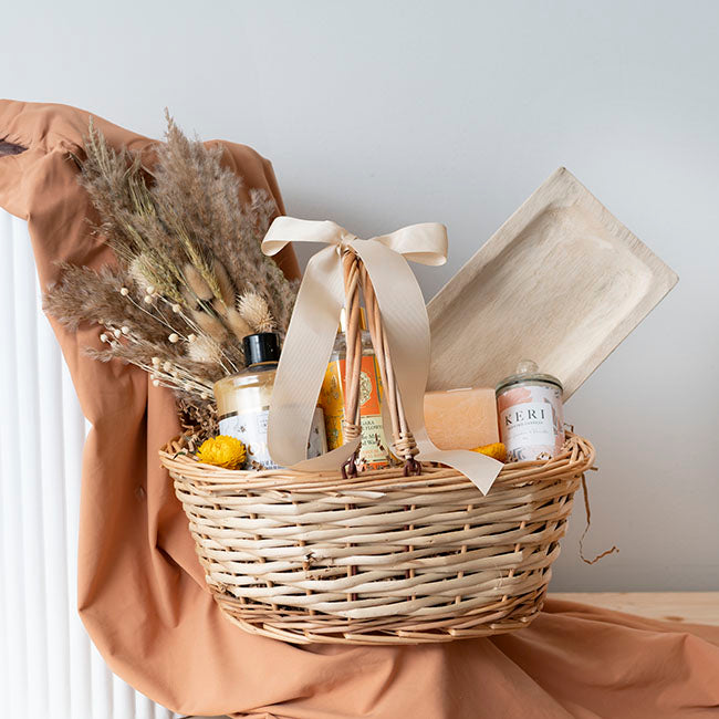 Wicker Basket with Handles Oval Natural (35x30x15cmH)