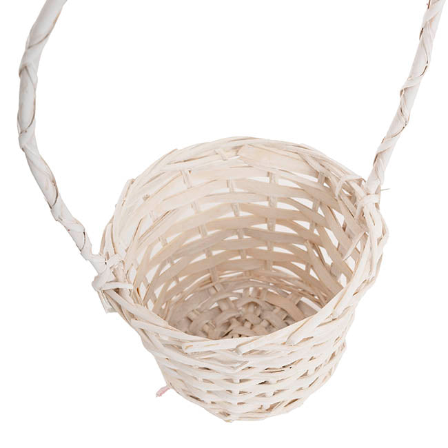 Flower Girl Basket Long Handle Set 3 White (26Dx17cmH)
