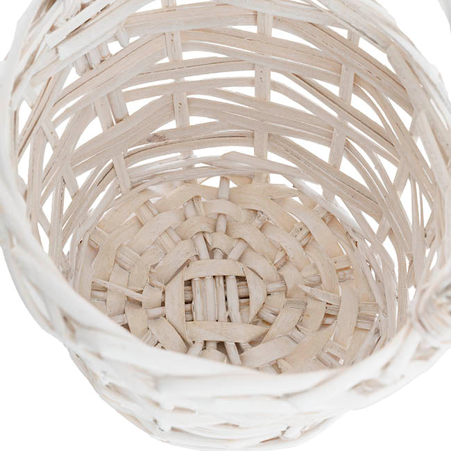 Flower Girl Basket Long Handle Set 3 White (26Dx17cmH)