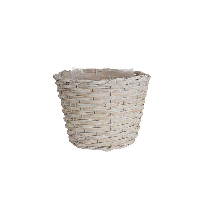 Wicker Planter Eco Forest Round White Large (24Dx18cmH)
