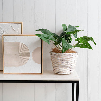 Wicker Planter Eco Forest Round White Large (24Dx18cmH)