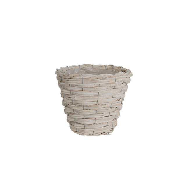 Wicker Planter Eco Forest Round White (19Dx16cmH)