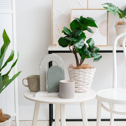 Wicker Planter Eco Forest Round White (19Dx16cmH)