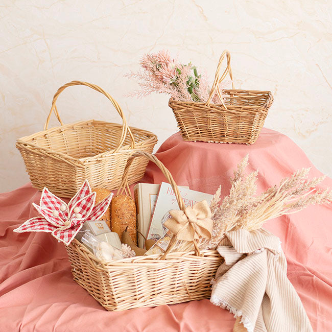 Willow Basket Rectangle Set of 3 Natural (39x33x14cmH)