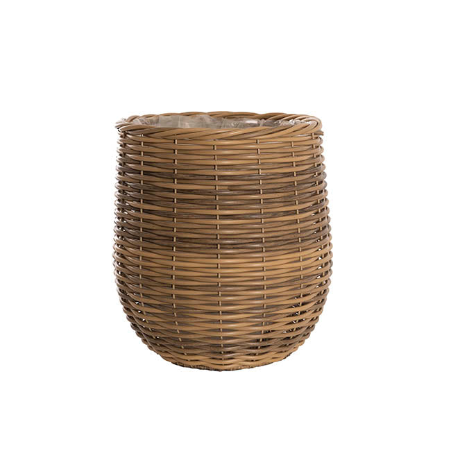 Artificial Rattan Cylinder Basket Planter Set 2 (46Dx43cmH)