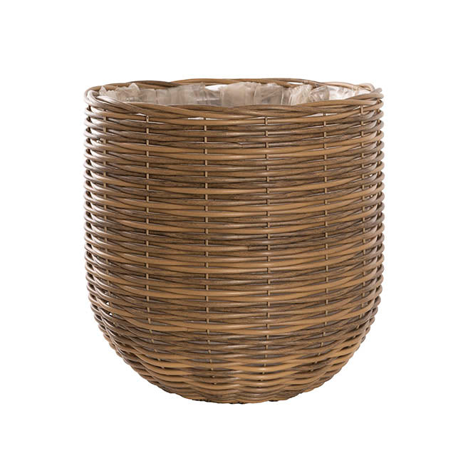 Artificial Rattan Cylinder Basket Planter Set 2 (46Dx43cmH)