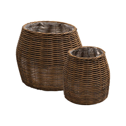 Artificial Ratten Sturdy Basket Planter Set 2 (45Dx47cmH)