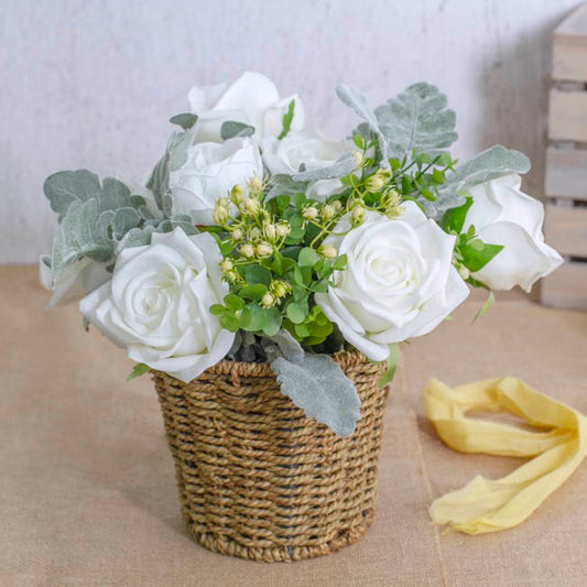 Seagrass Planter Round Natural (17.5cmDx15cmH)