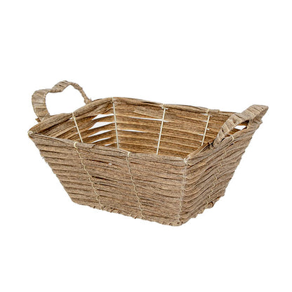 Artificial Wicker Basket Hamper Rectangle Pewter(29X24X13cm)