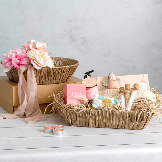 Artificial Wicker Basket Hamper Rectangle Brown (37X27x9cmH)