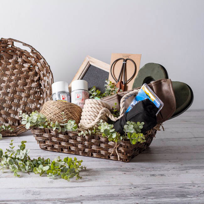 Artificial Wicker Basket Hamper Rect Dark Brown(40x30x10cmH)