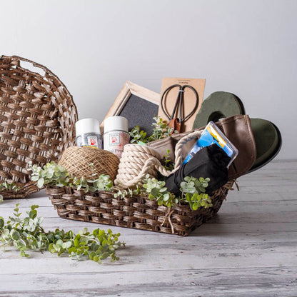 Artificial Wicker Basket Hamper Rect Dark Brown(40x30x10cmH)