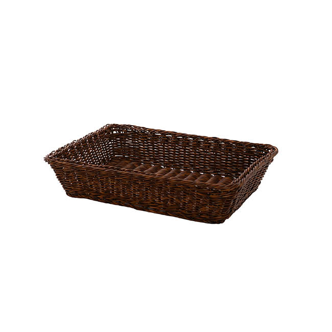Woven Basket Rectangle Small Dark Brown (40.5x29x9cmH)