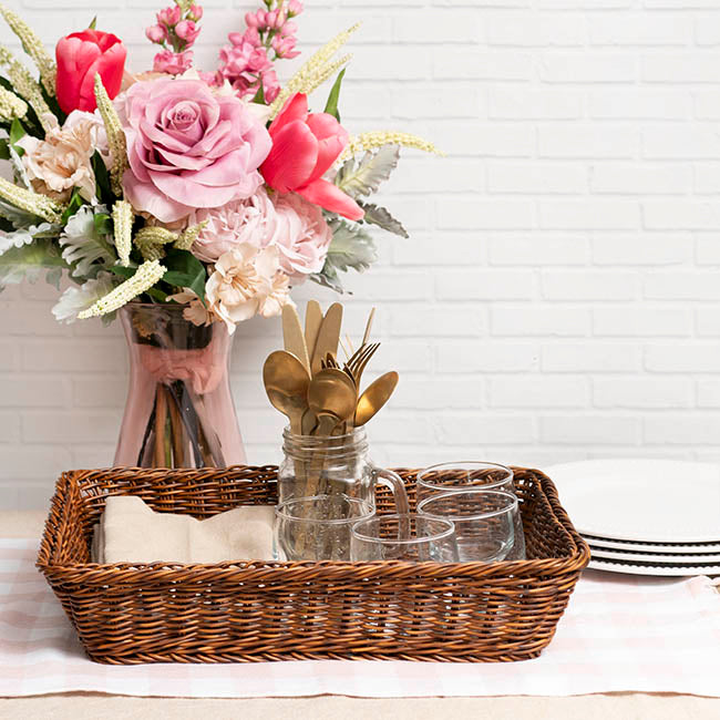 Woven Basket Rectangle Small Dark Brown (40.5x29x9cmH)