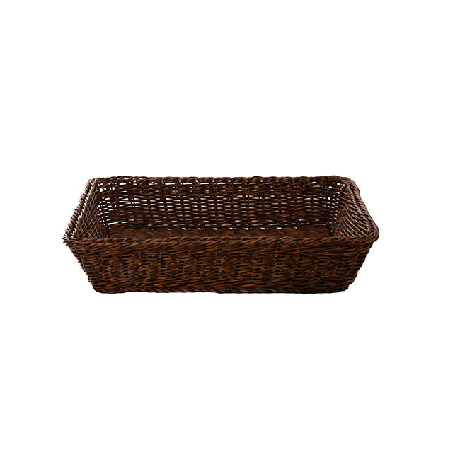 Woven Basket Rectangle Small Dark Brown (40.5x29x9cmH)