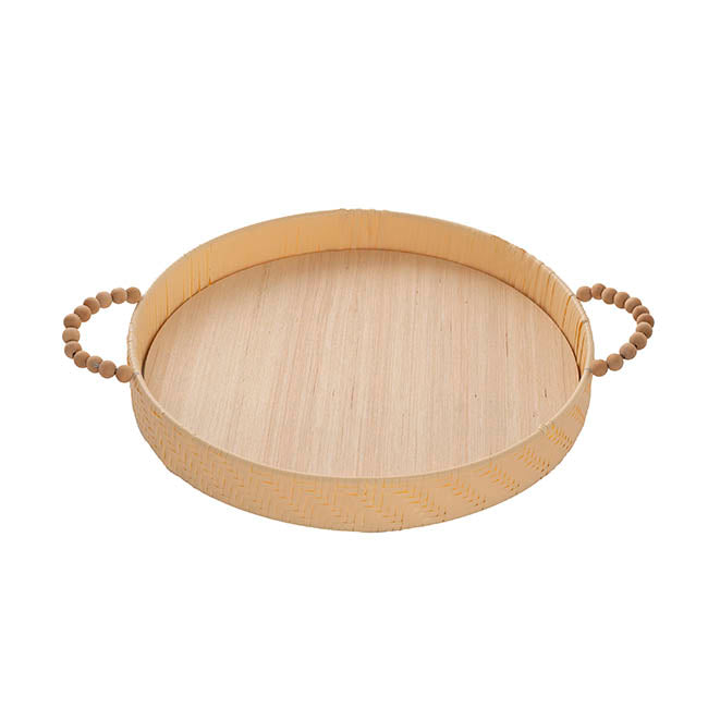 Woven Basket Round W Handles Light Brown (37x37x5cmH)