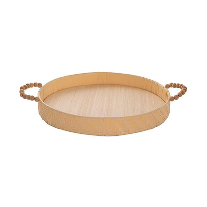 Woven Basket Round W Handles Light Brown (37x37x5cmH)