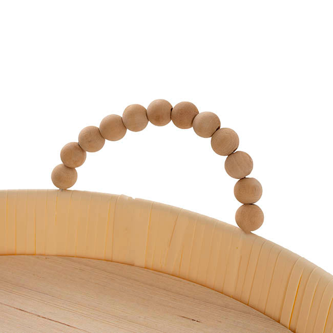 Woven Basket Round W Handles Light Brown (37x37x5cmH)