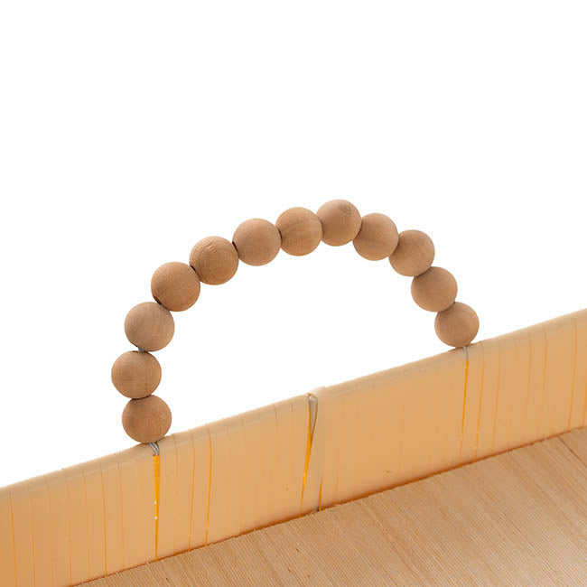 Woven Basket Rectangle W Handles Lgt Brown (40x30x5cmH)