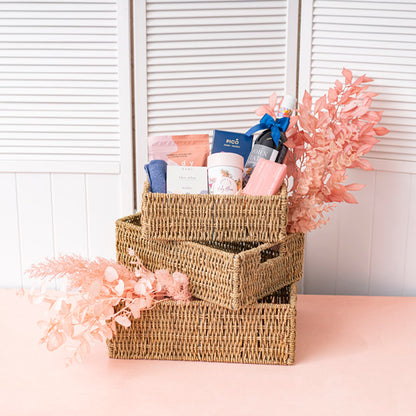 Seagrass Tray Rectangle Set of 3 Natural (40x30x14cmH)