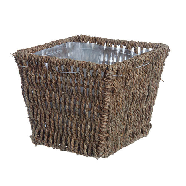 Seagrass Planter with Liner Square Natural (17.5x17.5x14cmH)