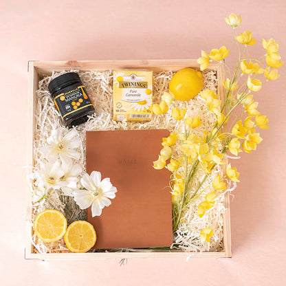 Wooden Gourmet Hamper Tray Metal Natural (35x35x9cmH)