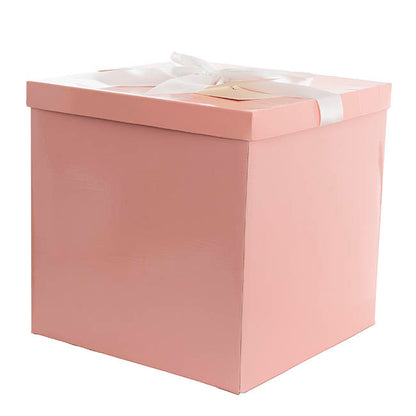 Gift Box Jumbo with Bow Flat Pack Baby Pink (305x300x300mmH)