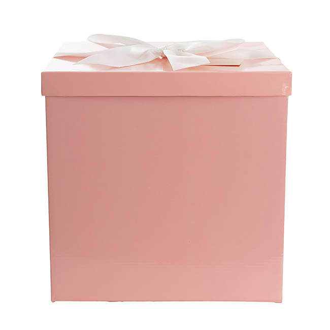 Gift Box Jumbo with Bow Flat Pack Baby Pink (305x300x300mmH)