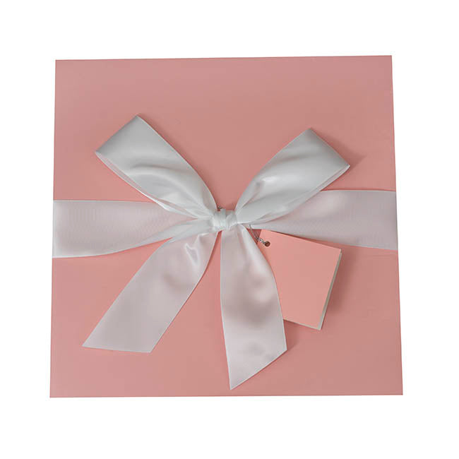 Gift Box Jumbo with Bow Flat Pack Baby Pink (305x300x300mmH)