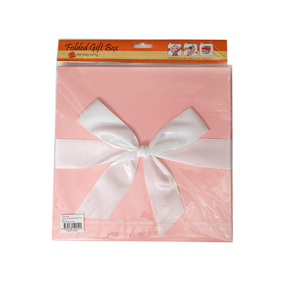 Gift Box Jumbo with Bow Flat Pack Baby Pink (305x300x300mmH)