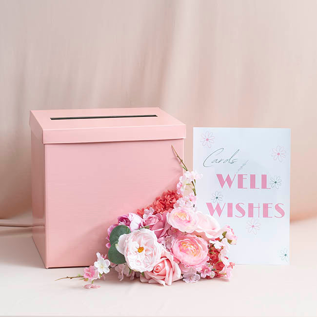 Wishing Well Card Box Flat Pack Baby Pink (305x305x300mmH)