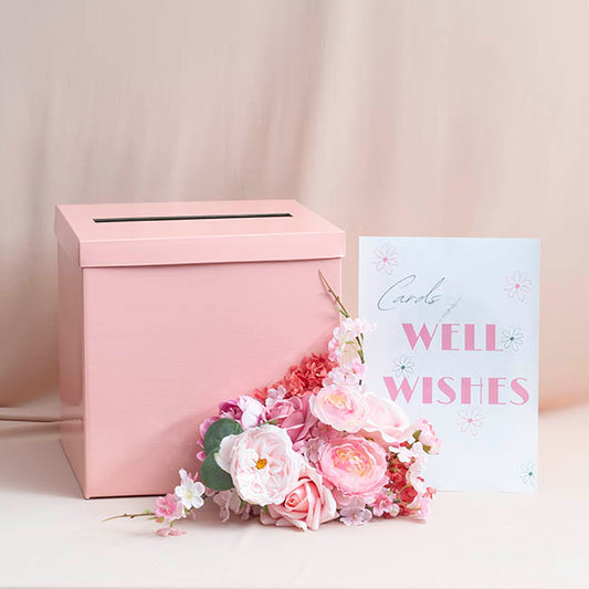 Wishing Well Card Box Flat Pack Baby Pink (305x305x300mmH)
