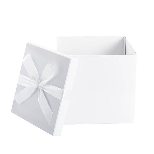 Gift Box Jumbo with Bow Flat Pack White (305x300x300mmH)