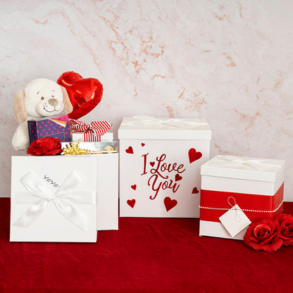 Gift Box Jumbo with Bow Flat Pack White (305x300x300mmH)