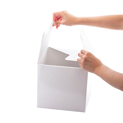 Gift Box Extra Lge with Bow Flat Pack White (250x250x245mmH)