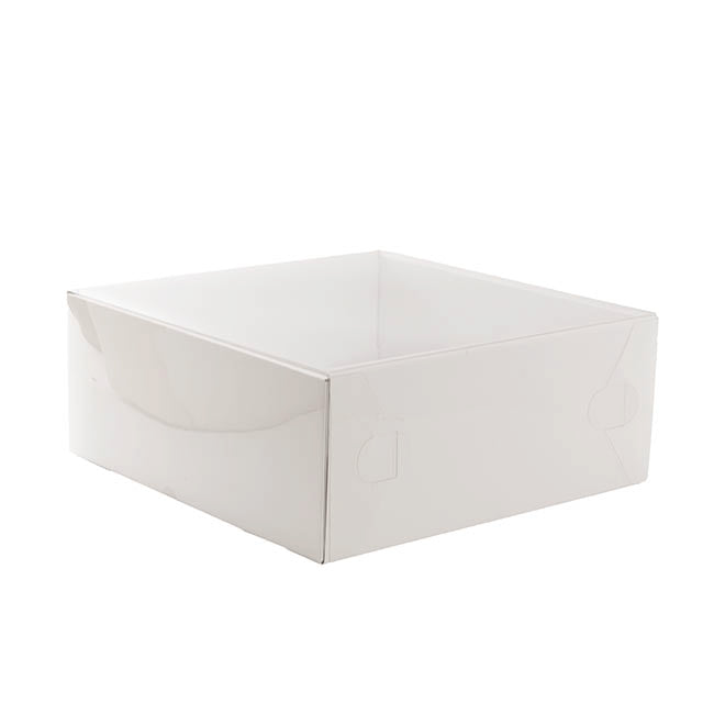 Gift Hamper Box with PVC Lid Square White (30Lx30Wx12Hcm)