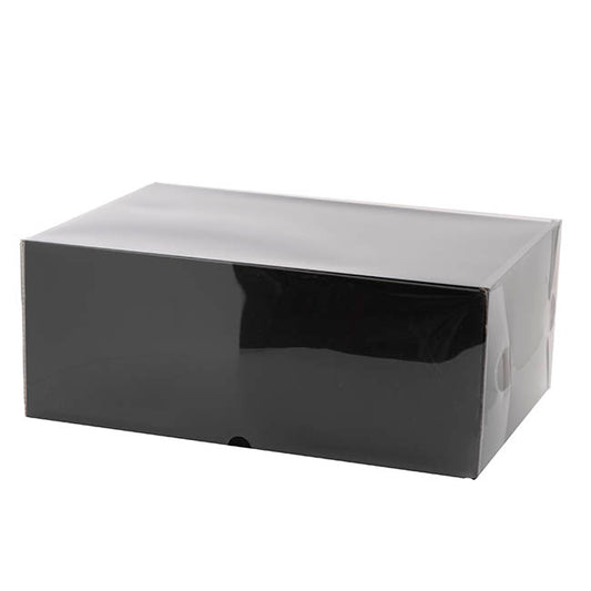 Gift Hamper Box with PVC Lid Rectangle Black (36Lx25Wx14Hcm)