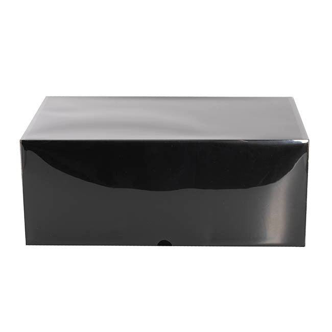 Gift Hamper Box with PVC Lid Rectangle Black (36Lx25Wx14Hcm)