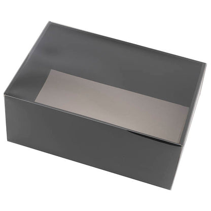 Gift Hamper Box with PVC Lid Rectangle Black (36Lx25Wx14Hcm)
