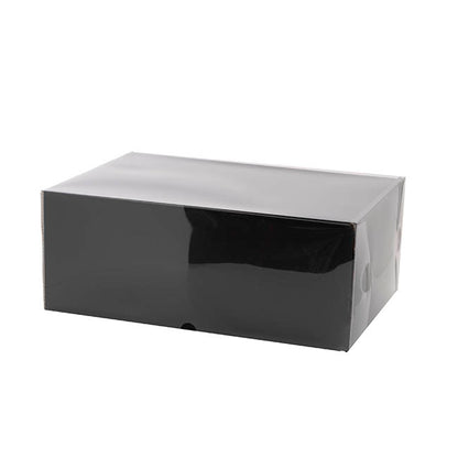 Gift Hamper Box with PVC Lid Rectangle Black (30Lx20Wx12Hcm)