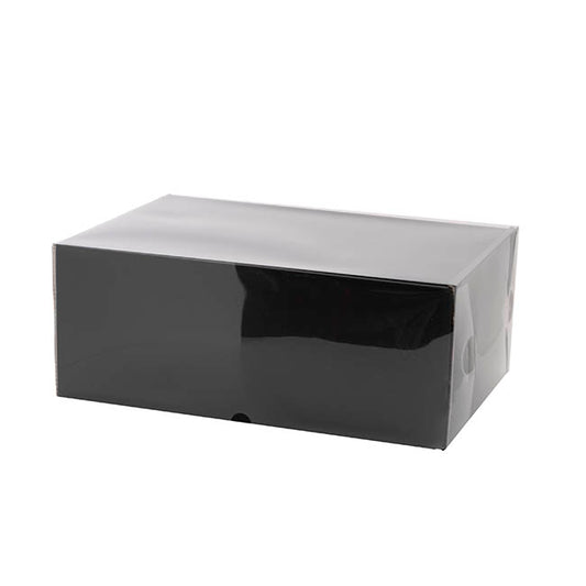 Gift Hamper Box with PVC Lid Rectangle Black (30Lx20Wx12Hcm)