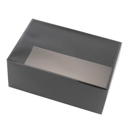 Gift Hamper Box with PVC Lid Rectangle Black (30Lx20Wx12Hcm)