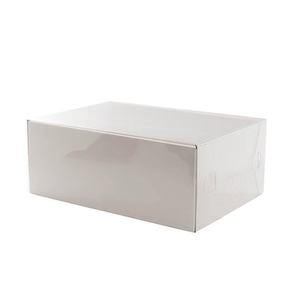 Gift Hamper Box with PVC Lid Rectangle White (30Lx20Wx12Hcm)