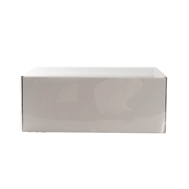 Gift Hamper Box with PVC Lid Rectangle White (30Lx20Wx12Hcm)