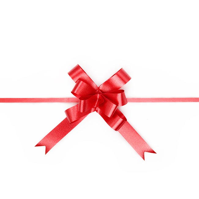 Ribbon Pull Bow Red (18mmx53cm) Pack 25