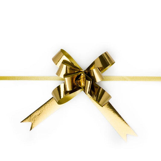 Ribbon Pull Bow Metallic Gold (18mmx53cm) Pack 25