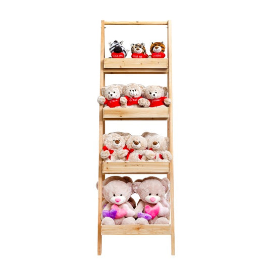 Wooden Ladder Shelf 4 Tier Natural (50x50x156cmH)
